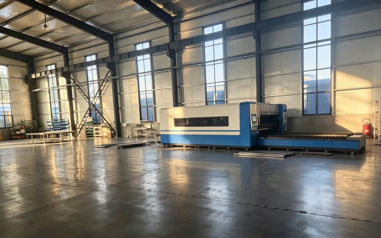 钣金加工车间激光切割设备实拍